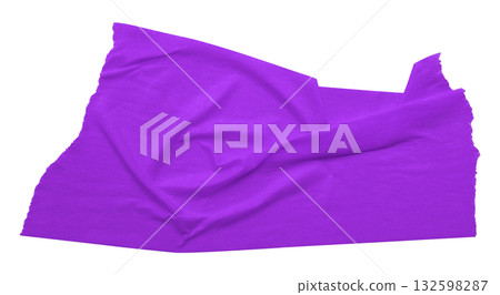 purple crumpled torn tape isolated on transparent background. 132598287