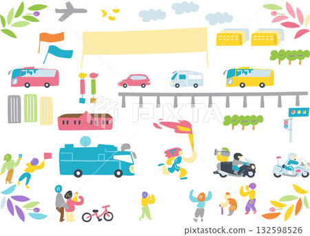 A torchbearer runs through the city, carrying the flame of hope. A vector illustration symbolizing challenge and cooperation. A torchbearer runs through the city, carrying the flame of hope. A vector illustration symbolizing challenge and cooperation. 132598526