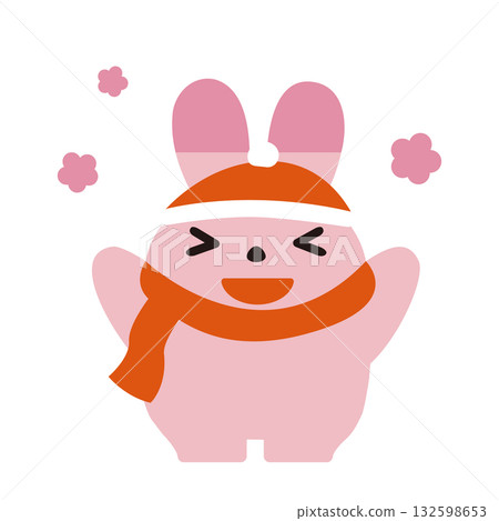A winter rabbit cheering 132598653