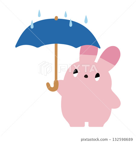 Rabbit holding an umbrella 132598689