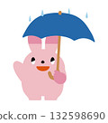 Rabbit holding an umbrella (smiling) 132598690