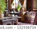 Elegant Oriental Tea Lounge Interior 132598734