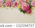 Floral Border on Textured Paper 132598737