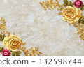 Floral Embroidery on Marble Background 132598744