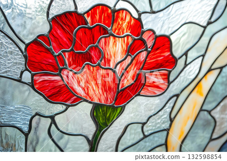 Stained glass red carnation AI image 132598854