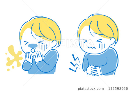 Children suffering from vomiting and diarrhea 132598936