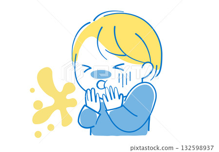 A child who feels unwell and vomits 132598937