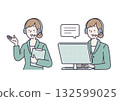 A female operator who provides online customer service 132599025