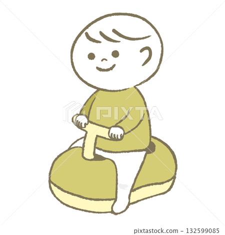 A child sitting in a caterpillar 132599085