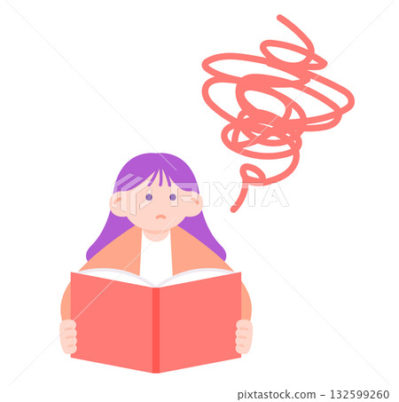 一幅女孩努力學習的插圖 132599260