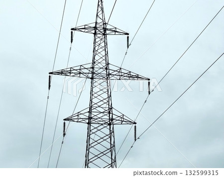 Massive steel electricity pylon. 132599315
