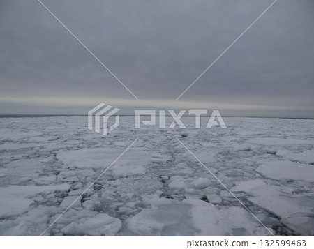 北海道紋別海域,覆蓋浮冰 北海道紋別海域,覆蓋浮冰 132599463