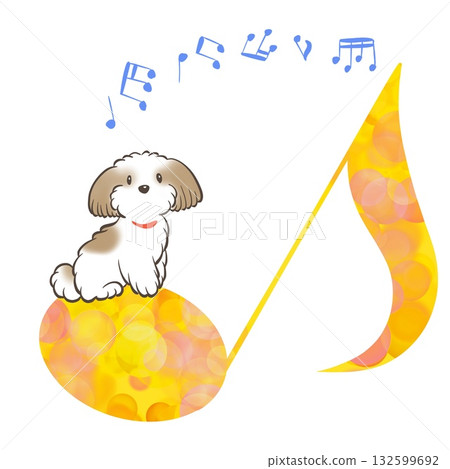 西施犬與音符 132599692