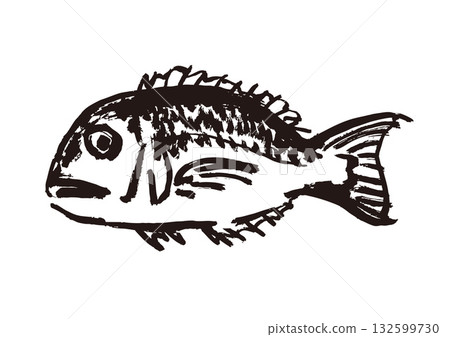 海鯛水墨畫插圖 海鯛水墨畫插圖 132599730