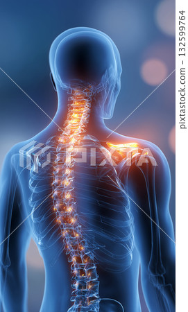 人體模型-頸椎與肩部疼痛,治療概念 人體模型-頸椎與肩部疼痛,治療概念 132599764