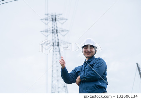 Young employees of a power transmission construction company 132600134