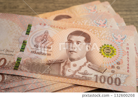 Thai baht banknotes, business saving finance investment concept. 132600208