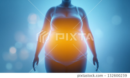 Obesity and visceral fat (abdominal health risk, diet concept) 132600239