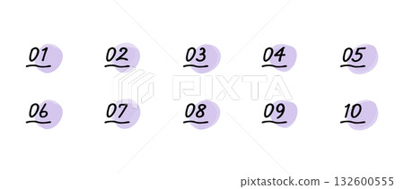 Handwritten number decoration set, watercolor style (colors can be changed using global colors) 132600555