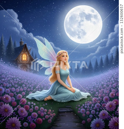 月光下的大麗花田與小仙女 132600657