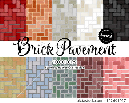 Set of different colored seamless patterns brick sidewalk 132601017