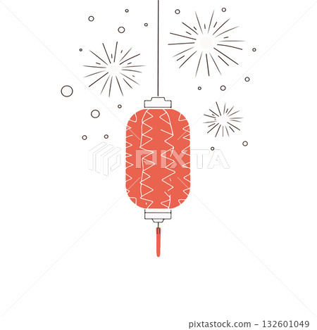 Chinese Lantern with Fireworks 132601049