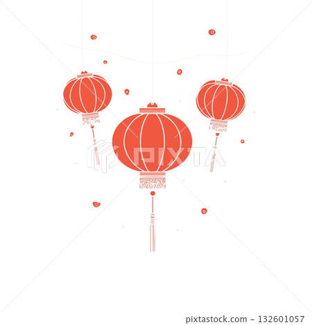 Three Red Chinese Lanterns Three Red Chinese Lanterns 132601057