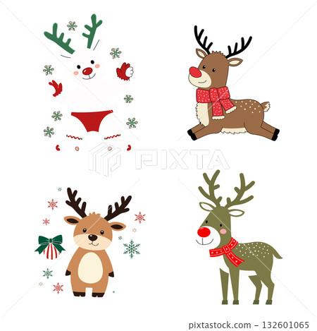 Festive Cartoon Reindeer Collection Festive Cartoon Reindeer Collection 132601065