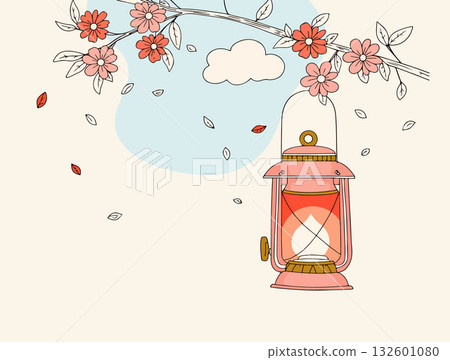 Floral Branch with Pink Lantern Floral Branch with Pink Lantern 132601080