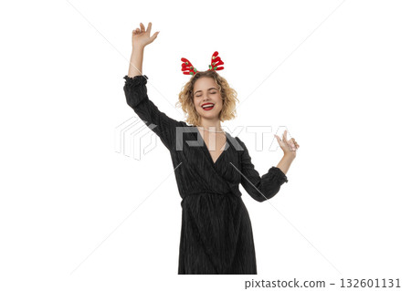Festively dressed for New Year celebration, isolated, PNG Festively dressed for New Year celebration, isolated, PNG 132601131