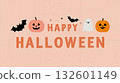 A happy halloween card with pumpkins ghosts and bats 132601149
