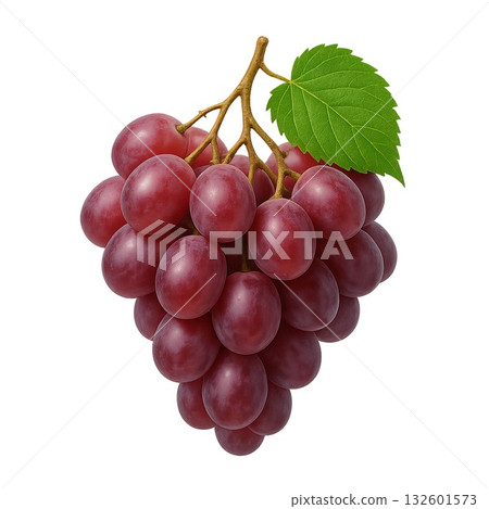 一幅逼真的葡萄剪紙插圖，背景透明。 132601573