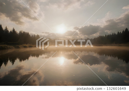 fog over the river 132601649