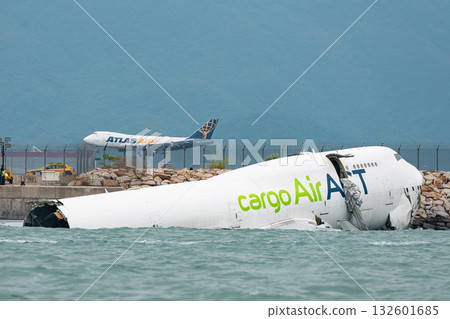 The wreckage of a Boeing 747 crash near Hong Kong Airport The wreckage of a Boeing 747 crash near Hong Kong Airport 132601685