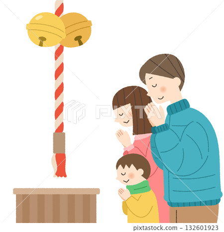 新年伊始，一家人第一次參拜神社 132601923