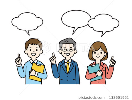 簡報，多位商務人士的上半身向量插圖集_彩色 132601961