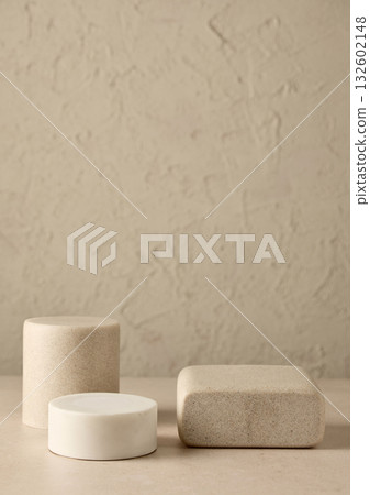 various podiums on beige background various podiums on beige background 132602148
