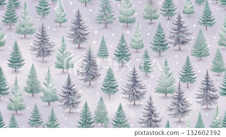 seamless pattern of snowy pine trees winter forest design background 132602392
