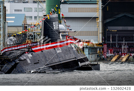 Launching ceremony of the Maritime Self-Defense Force submarine Sougei 132602428