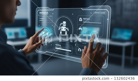 Touch controls the future, robot-controlled holographic interface 132602436