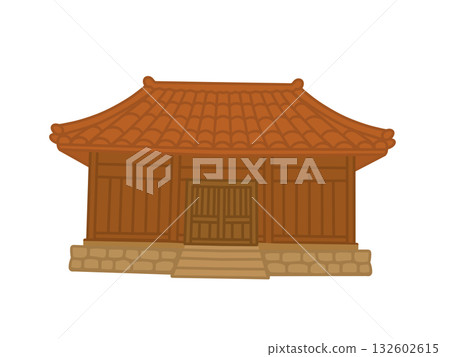 沖繩傳統房屋插圖，石竹 132602615