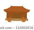 Okinawa traditional house illustration, Shisa Okinawa traditional house illustration, Shisa 132602616