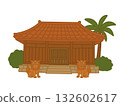 Okinawa traditional house illustration, Shisa Okinawa traditional house illustration, Shisa 132602617