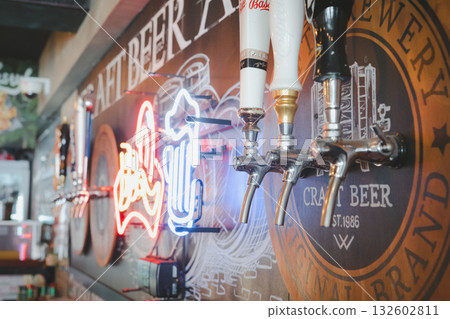 relax in night with counter bar and equipment for serve beer and beverage 132602811