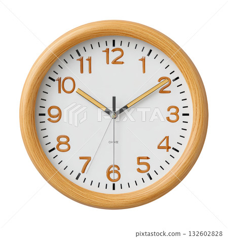 Elegant Wooden Wall Clock with Clear White Face and Gold Accents for Home Decor and Modern Living Spaces 132602828
