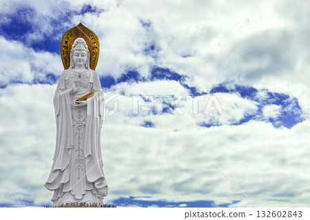 The Guanyin statue on Hainan Island, China. A majestic Buddhist monument by the sea The Guanyin statue on Hainan Island, China. A majestic Buddhist monument by the sea 132602843