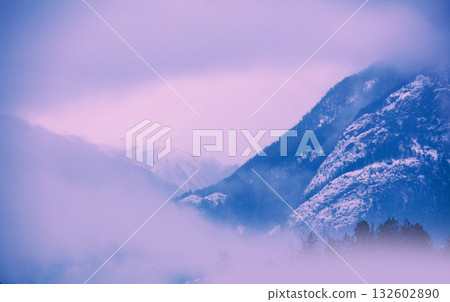 Mountains minimalist landscape. Winter mountain landscape. France, Europe 132602890