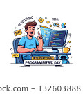 illustration celebrating International Programmers Day. Happy Developer day  132603888