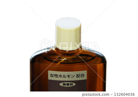 A fragrance-free hair growth product containing female hormones, with a screw cap at the end of the bottle. A fragrance-free hair growth product containing female hormones, with a screw cap at the end of the bottle. 132604036