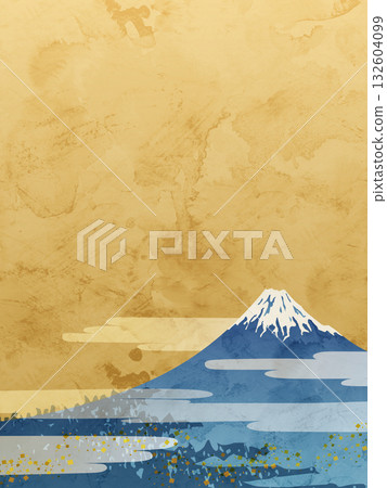 [Japanese style] Mount Fuji and golden background 132604099
